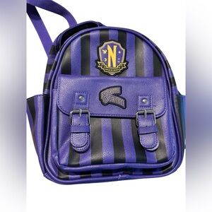 Wednesday Adam’s nevermore academy Purple and Black Striped mini Backpack